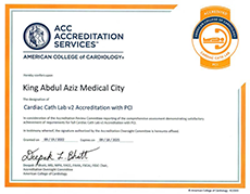 King Abdulaziz Medical City has Cardiac Cath Lab v2 Accreditation With PCI