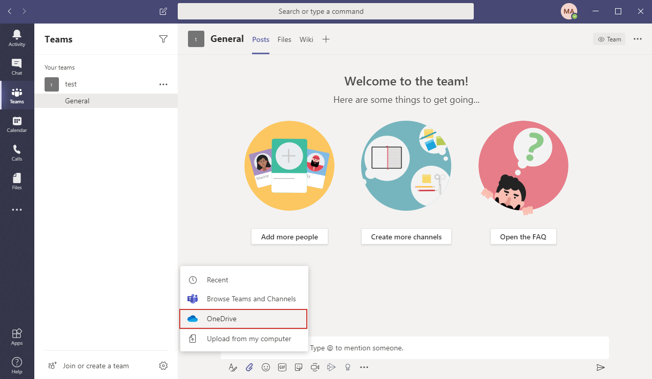 choose Attach from OneDrive